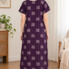 Geometric Printed Cotton Nighty with Embroidered Yoke