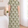 Floral Print Cotton Nighty with Side Pocket