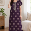 Geometric Printed Cotton Nighty with Embroidered Yoke